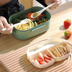 Single Double - layer Lunch Box Portable Compartment Fruit Food Box Microwave Lunch Box With Fork And Spoon Picnic Fresh Box - SHOWLU FASHION STORE
