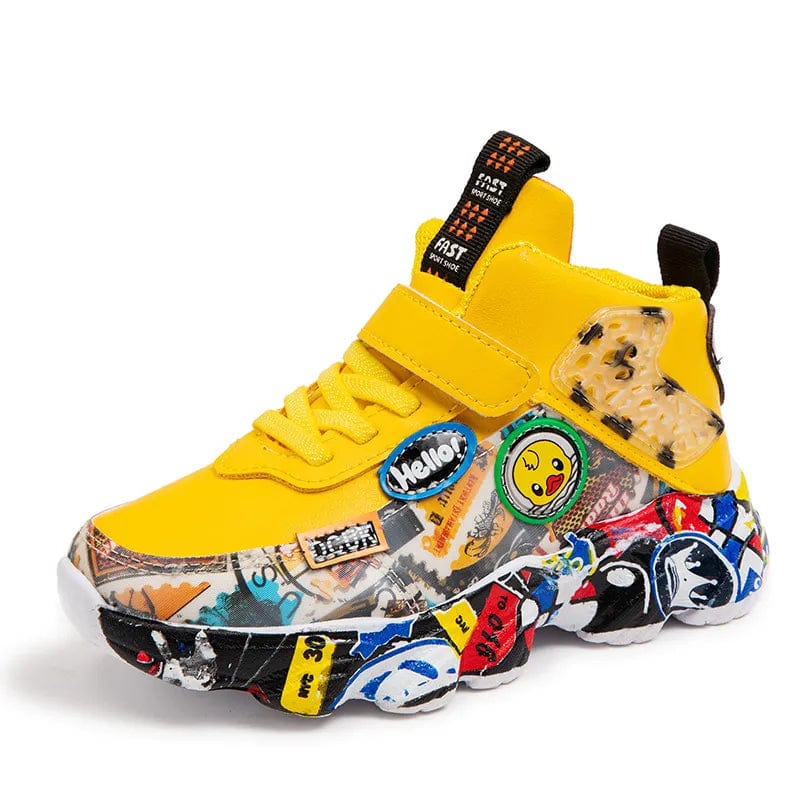 Size 26 - 36 Children Sports Sneakers for Girls Kid Cartoon Graffiti Pattern Casual Shoes Boys Basketball Shoe chaussures de sport - SHOWLU FASHION STORE