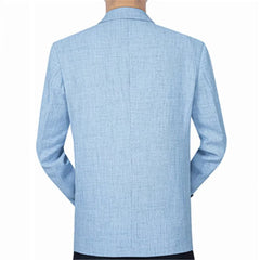 Sky Blue Men's Suit Jacket Thin Blazers Spring Autumn Solid Business Formal Wear Men Clothing Wedding Coat Oversize 4XL - SHOWLU FASHION STORE