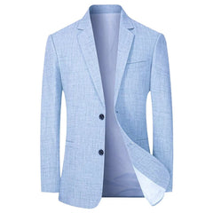 Sky Blue Men's Suit Jacket Thin Blazers Spring Autumn Solid Business Formal Wear Men Clothing Wedding Coat Oversize 4XL - SHOWLU FASHION STORE