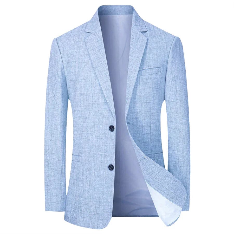 Sky Blue Men's Suit Jacket Thin Blazers Spring Autumn Solid Business Formal Wear Men Clothing Wedding Coat Oversize 4XL - SHOWLU FASHION STORE