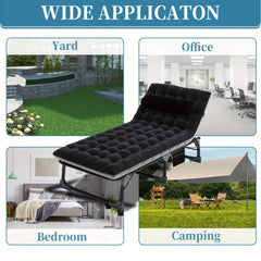 Sleeping Cots for Adults, 5 - Position Folding Chaise Lounge Chairs Outdoor, Portable Folding Bed Cot Lounge Chair for Beach Lawn Camping Pool Sun Tanning - SHOWLU FASHION STORE