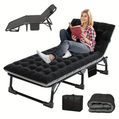 Sleeping Cots for Adults, 5 - Position Folding Chaise Lounge Chairs Outdoor, Portable Folding Bed Cot Lounge Chair for Beach Lawn Camping Pool Sun Tanning - SHOWLU FASHION STORE