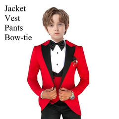 Slim Fit Boy's Suit Set 3 Pieces Tuxedo For Formal Occasion Blazer Vest And Pants Kids Outfit For Wedding Prom School Activities - SHOWLU FASHION STORE