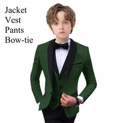 Slim Fit Boy's Suit Set 3 Pieces Tuxedo For Formal Occasion Blazer Vest And Pants Kids Outfit For Wedding Prom School Activities - SHOWLU FASHION STORE