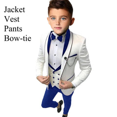 Slim Fit Boy's Suit Set 3 Pieces Tuxedo For Formal Occasion Blazer Vest And Pants Kids Outfit For Wedding Prom School Activities - SHOWLU FASHION STORE