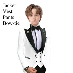 Slim Fit Boy's Suit Set 3 Pieces Tuxedo For Formal Occasion Blazer Vest And Pants Kids Outfit For Wedding Prom School Activities - SHOWLU FASHION STORE