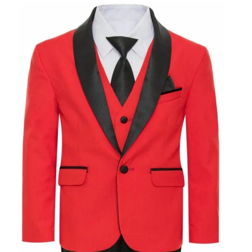 Slim Fit Boy's Suit Set 3 Pieces Tuxedo For Formal Occasion Blazer Vest And Pants Kids Outfit For Wedding Prom School Activities - SHOWLU FASHION STORE