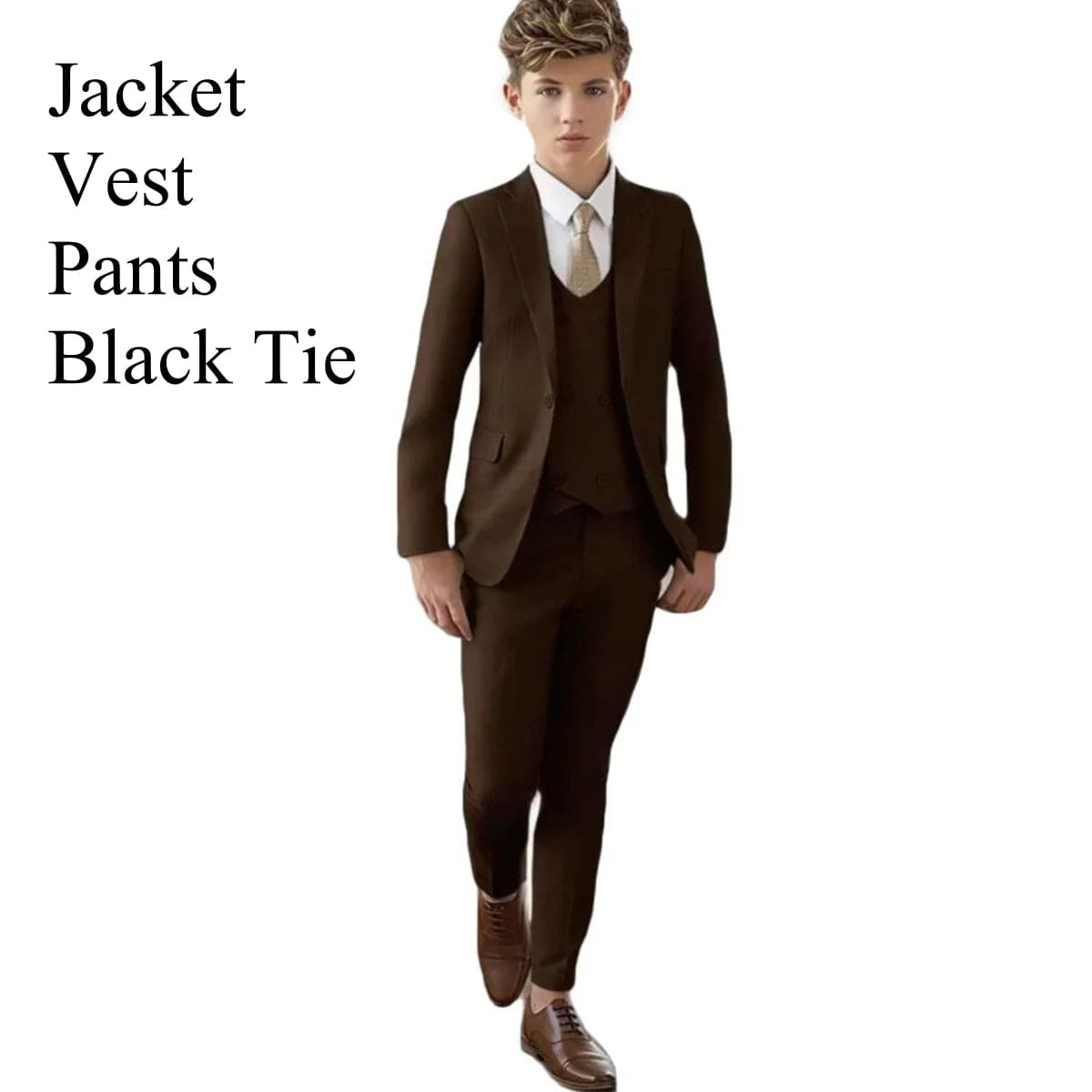 Slim Fit Boy's Suit Set 3 Pieces Tuxedo For Formal Occasion Blazer Vest And Pants Kids Outfit For Wedding Prom School Activities - SHOWLU FASHION STORE