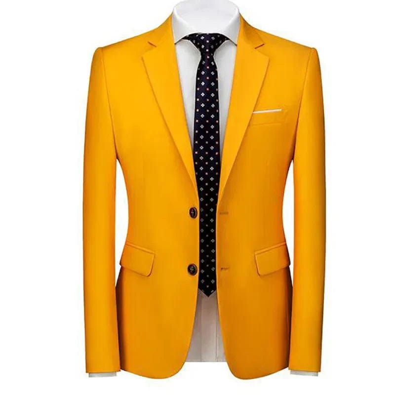 Slim Fit Yellow Suits for Men Formal Costume Homme Single Breasted Notch Lapel Male Clothing Luxury High Quality Blazer Homme - SHOWLU FASHION STORE
