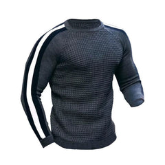 Slim Men's Waffle Long - Sleeve Crew Neck Sweater - SHOWLU FASHION STORE