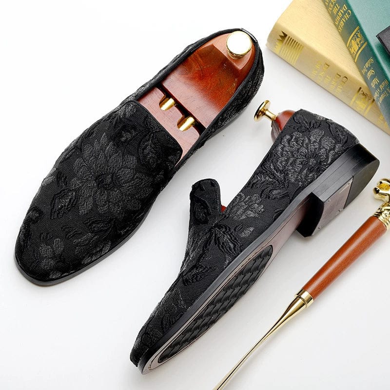Slip - on Embroider Blue Print Cloth Loafers - SHOWLU FASHION STORE