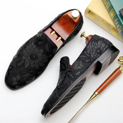 Slip - on Embroider Blue Print Cloth Loafers - SHOWLU FASHION STORE