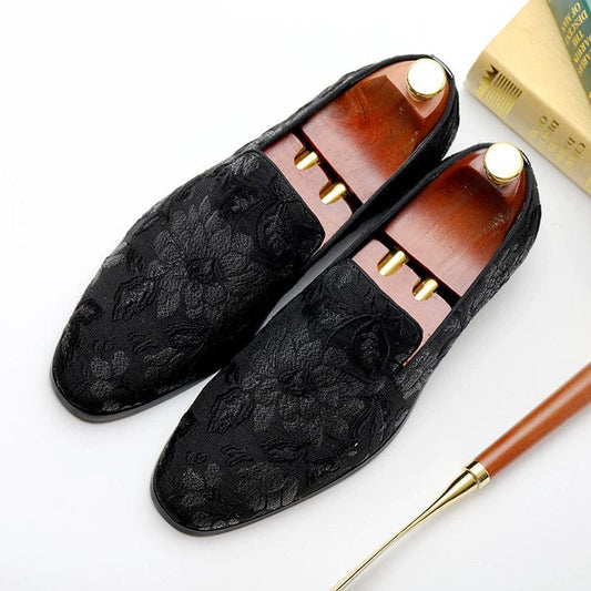 Slip - on Embroider Blue Print Cloth Loafers - SHOWLU FASHION STORE
