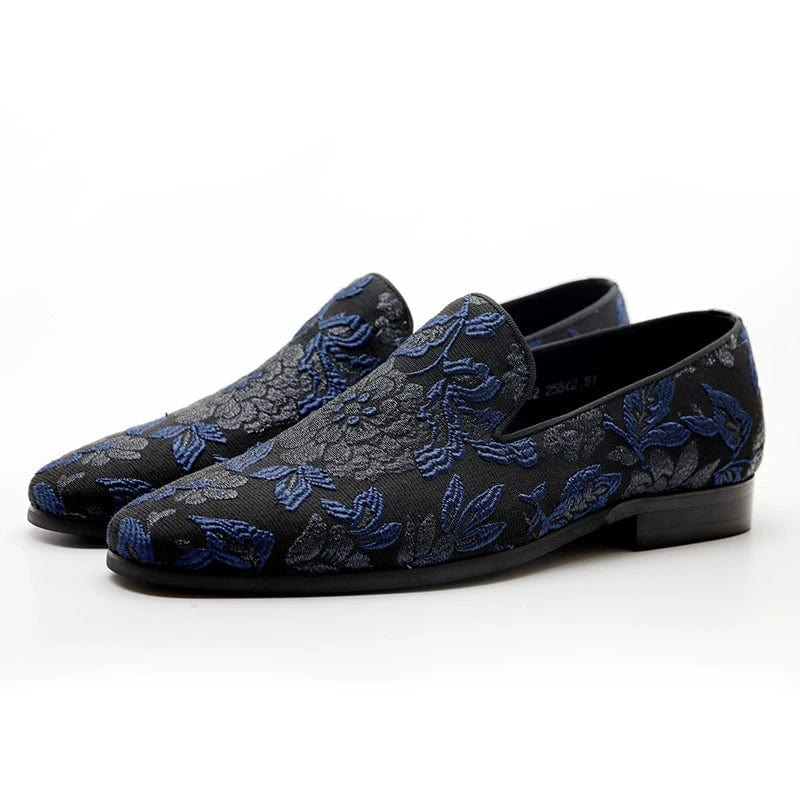 Slip - on Embroider Blue Print Cloth Loafers - SHOWLU FASHION STORE