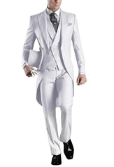 Solid Men's Tailcoat Suit Set Business Tuxedos for Men Wedding Suit Coat Pants Vest 3 Pcs Set Dress Blazers Jacket Trousers - SHOWLU FASHION STORE