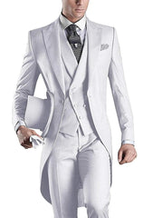 Solid Men's Tailcoat Suit Set Business Tuxedos for Men Wedding Suit Coat Pants Vest 3 Pcs Set Dress Blazers Jacket Trousers - SHOWLU FASHION STORE