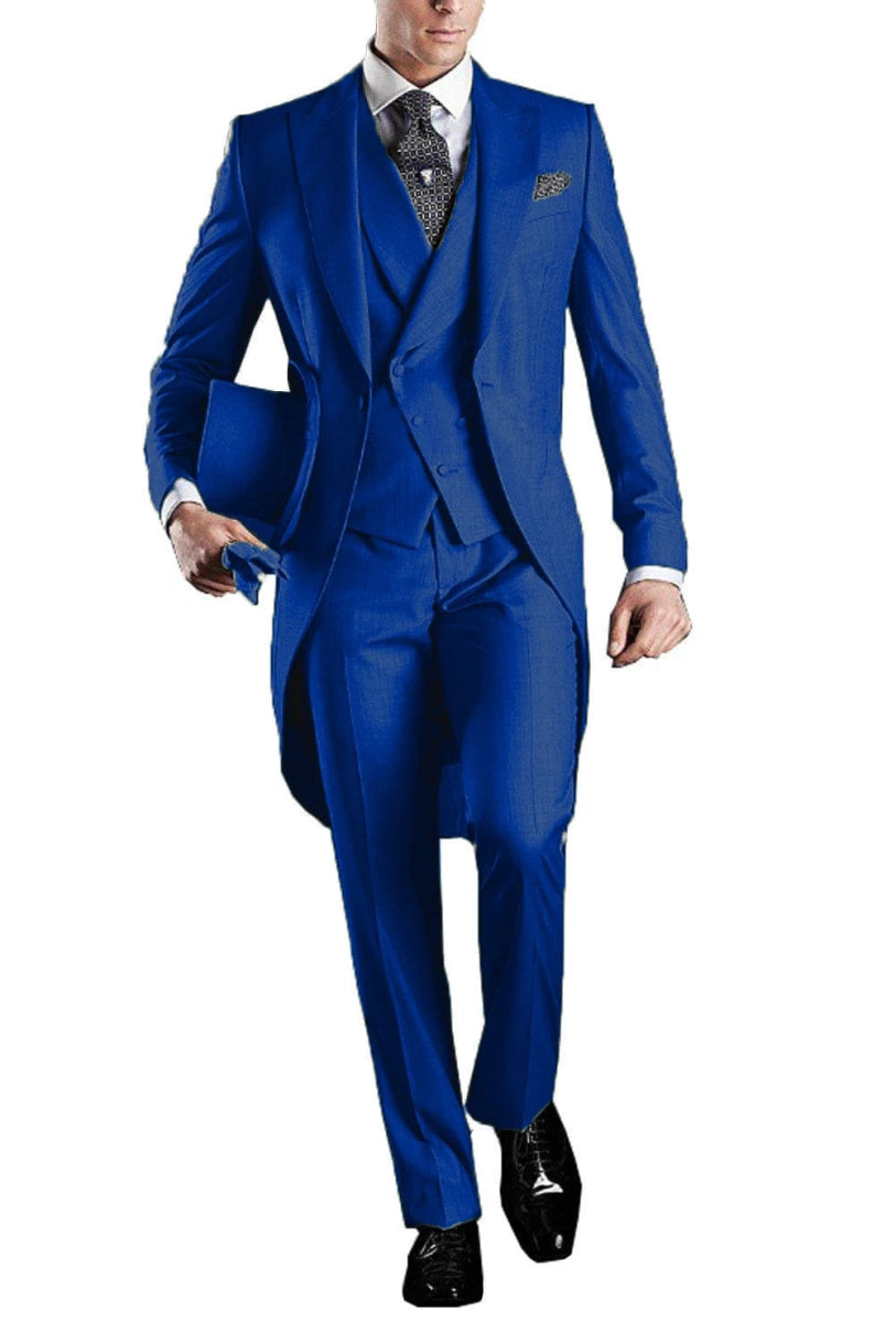 Solid Men's Tailcoat Suit Set Business Tuxedos for Men Wedding Suit Coat Pants Vest 3 Pcs Set Dress Blazers Jacket Trousers - SHOWLU FASHION STORE