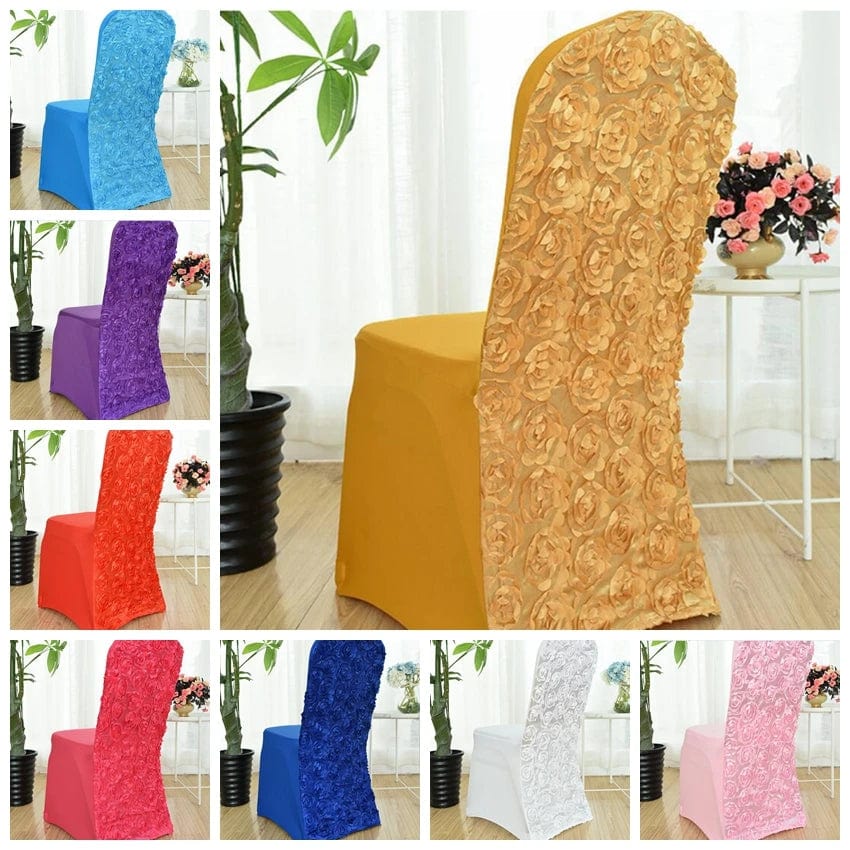 Spandex Chair Cover Wedding Rose Embroider Lycra Decoration Hotel Banquet Birthday Party Show Luxury Pattern - SHOWLU FASHION STORE