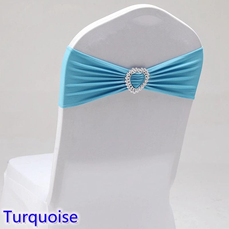 Spandex Chair Sash Wedding Decoration With Love Heart Buckle Lycra Stretch For Hotel Birthday Party Banquet Event - SHOWLU FASHION STORE