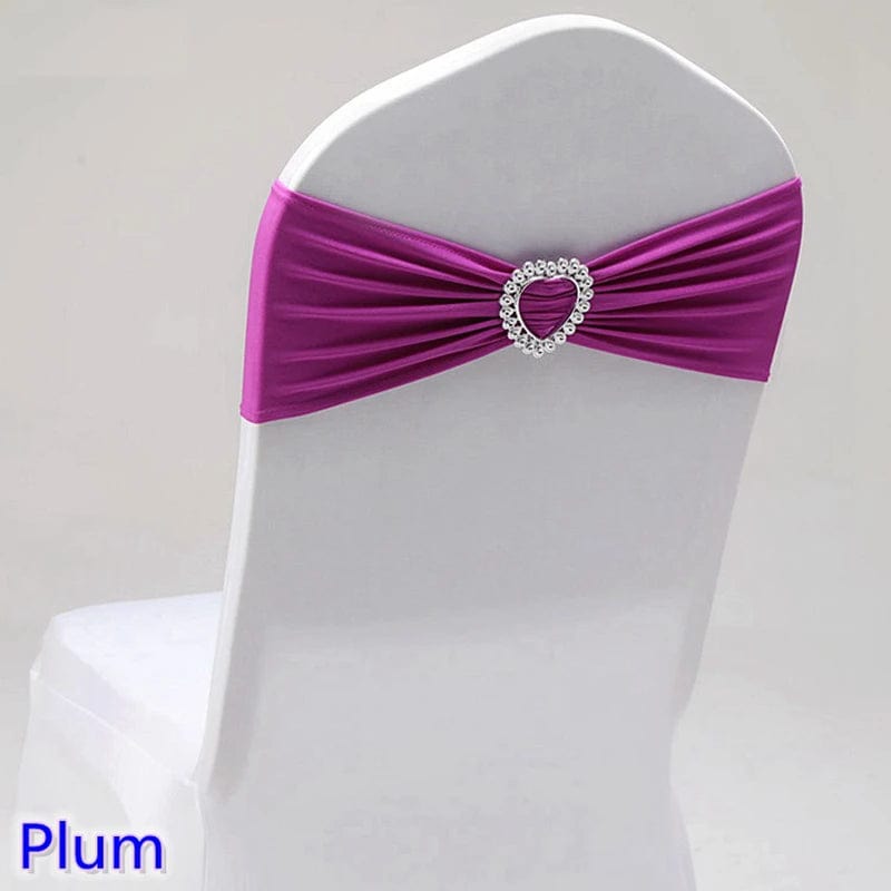 Spandex Chair Sash Wedding Decoration With Love Heart Buckle Lycra Stretch For Hotel Birthday Party Banquet Event - SHOWLU FASHION STORE
