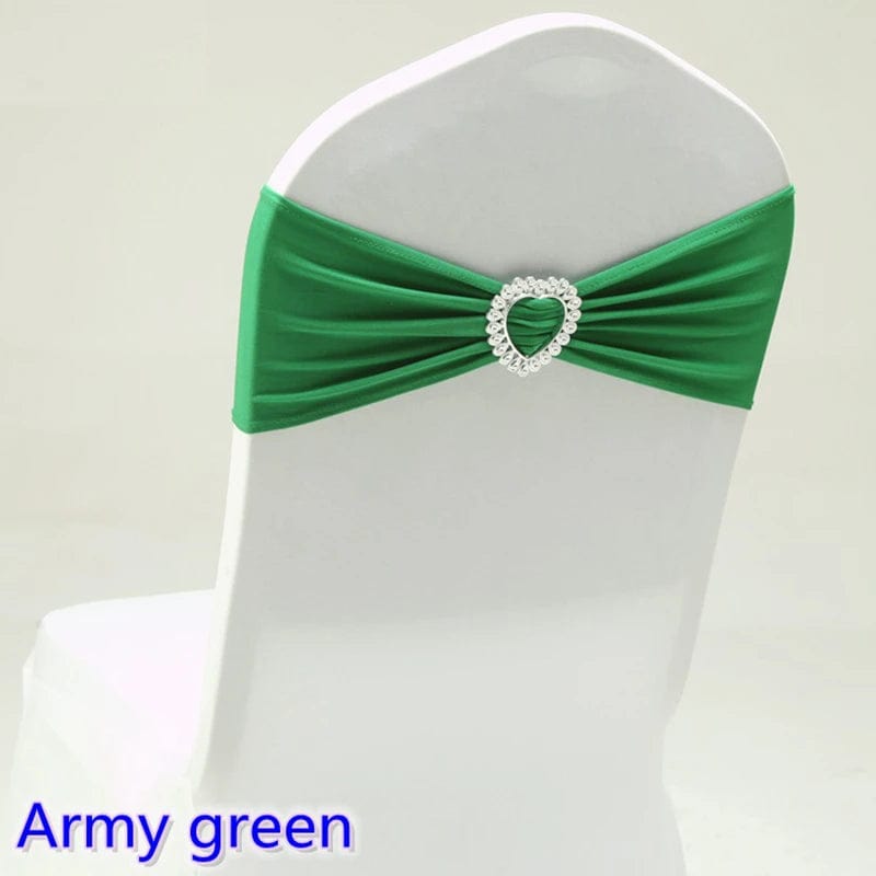 Spandex Chair Sash Wedding Decoration With Love Heart Buckle Lycra Stretch For Hotel Birthday Party Banquet Event - SHOWLU FASHION STORE