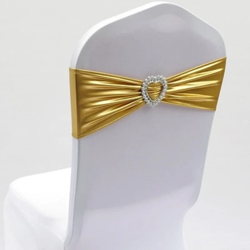 Spandex Chair Sash Wedding Decoration With Love Heart Buckle Lycra Stretch For Hotel Birthday Party Banquet Event - SHOWLU FASHION STORE