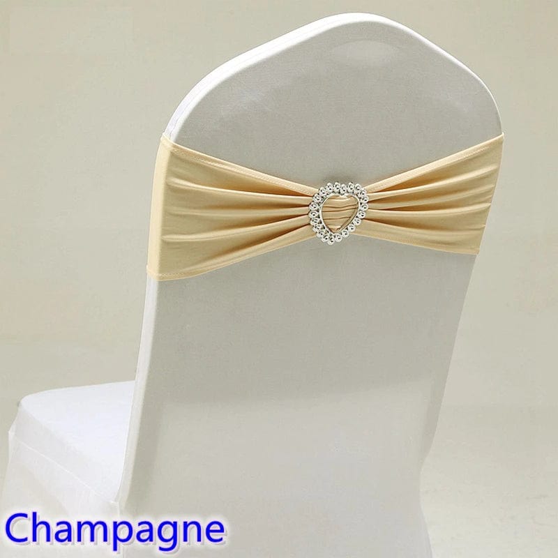 Spandex Chair Sash Wedding Decoration With Love Heart Buckle Lycra Stretch For Hotel Birthday Party Banquet Event - SHOWLU FASHION STORE