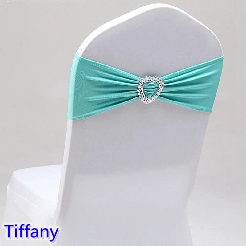 Spandex Chair Sash Wedding Decoration With Love Heart Buckle Lycra Stretch For Hotel Birthday Party Banquet Event - SHOWLU FASHION STORE
