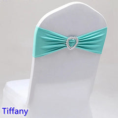 Spandex Chair Sash Wedding Decoration With Love Heart Buckle Lycra Stretch For Hotel Birthday Party Banquet Event - SHOWLU FASHION STORE