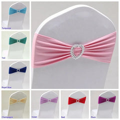 Spandex Chair Sash Wedding Decoration With Love Heart Buckle Lycra Stretch For Hotel Birthday Party Banquet Event - SHOWLU FASHION STORE