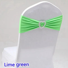 Spandex Chair Sash Wedding Decoration With Love Heart Buckle Lycra Stretch For Hotel Birthday Party Banquet Event - SHOWLU FASHION STORE