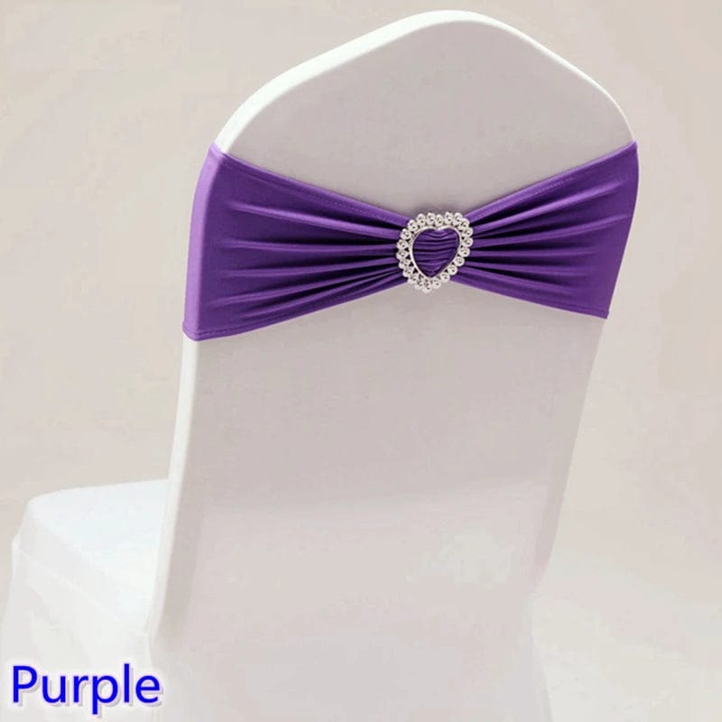 Spandex Chair Sash Wedding Decoration With Love Heart Buckle Lycra Stretch For Hotel Birthday Party Banquet Event - SHOWLU FASHION STORE