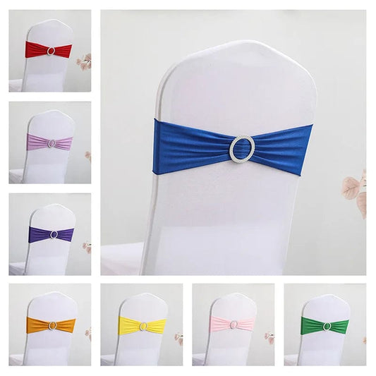 Spandex Chair Sash Wedding With Round Buckle Lycra Stretch For All Band Universal Birthday Party Show Decoraiton - SHOWLU FASHION STORE
