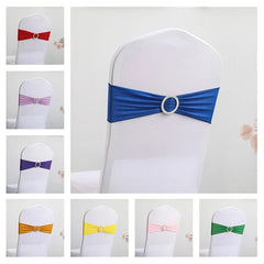 Spandex Chair Sash Wedding With Round Buckle Lycra Stretch For All Band Universal Birthday Party Show Decoraiton - SHOWLU FASHION STORE