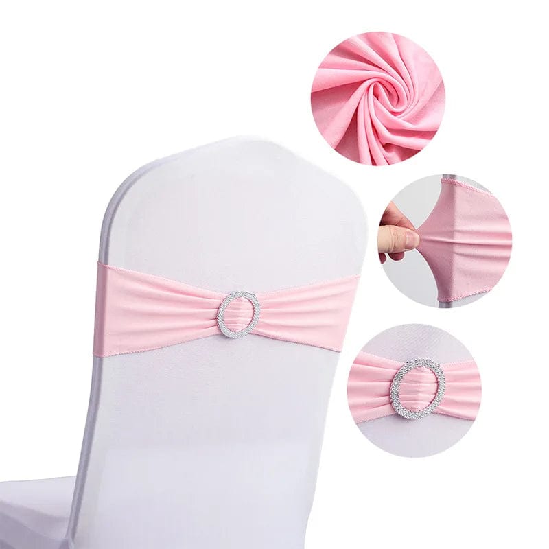 Spandex Chair Sash Wedding With Round Buckle Lycra Stretch For All Band Universal Birthday Party Show Decoraiton - SHOWLU FASHION STORE