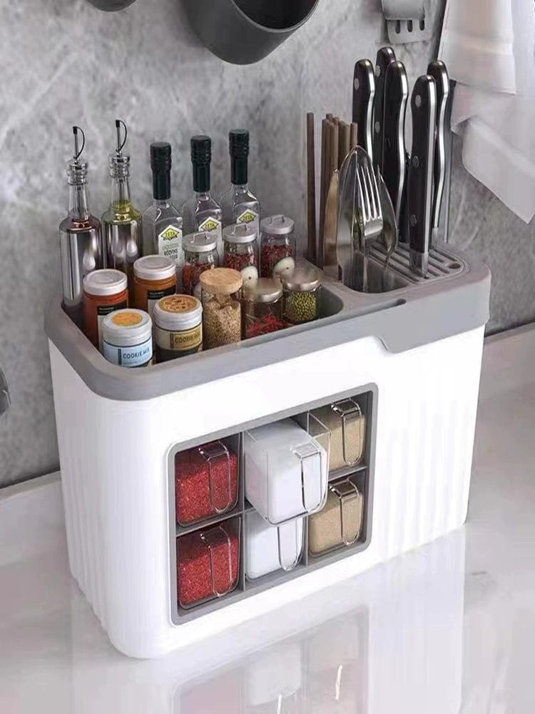 Spice Box Combination Set Household Kitchen Utensils All - in - One Multi - Compartment Storage Salt MSG Bottle & Can Multi - Functional Storage Rack - SHOWLU FASHION STORE
