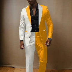 Splice Color Men Suits Wedding Peaked Lapel 3 Buttons Groom Tuxedo Slim Bridegroom Suits 2 Pcs Jacket With Pants Fashion Design - SHOWLU FASHION STORE