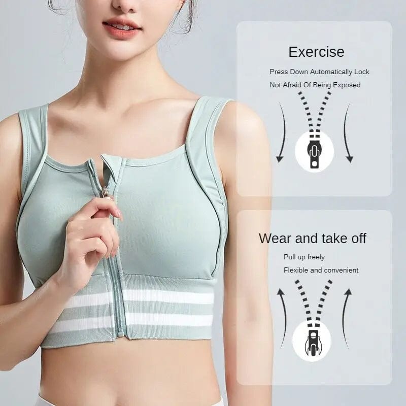 Sports Bras Zip Front For Women With Full Coverage Removable Padded Workout Bra Shockproof Yoga Underwear Running Fitness Vest - SHOWLU FASHION STORE