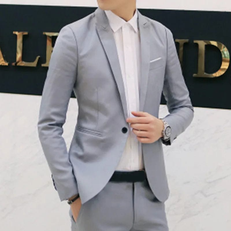 Spring Autumn Fashion New Men Slim Formal Solid Button Lapel Long Sleeve Pockets Back Slit Suit Business Coat jacket Blazer - SHOWLU FASHION STORE