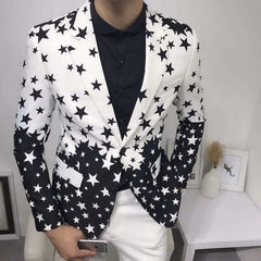 Star Print Slim Fit Blazers New Men's Club Dress Groom Tuxedo Men's Formal Wedding Prom Suit Jacket Brand Costume Homme - SHOWLU FASHION STORE