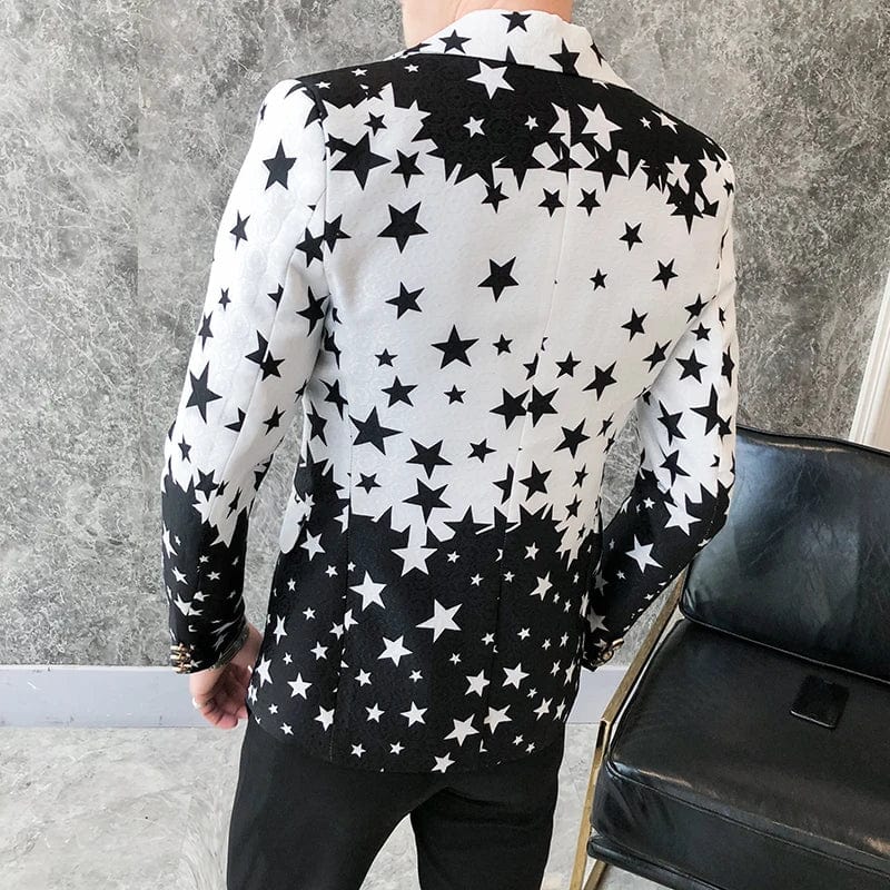 Star Print Slim Fit Blazers New Men's Club Dress Groom Tuxedo Men's Formal Wedding Prom Suit Jacket Brand Costume Homme - SHOWLU FASHION STORE