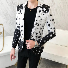 Star Print Slim Fit Blazers New Men's Club Dress Groom Tuxedo Men's Formal Wedding Prom Suit Jacket Brand Costume Homme - SHOWLU FASHION STORE