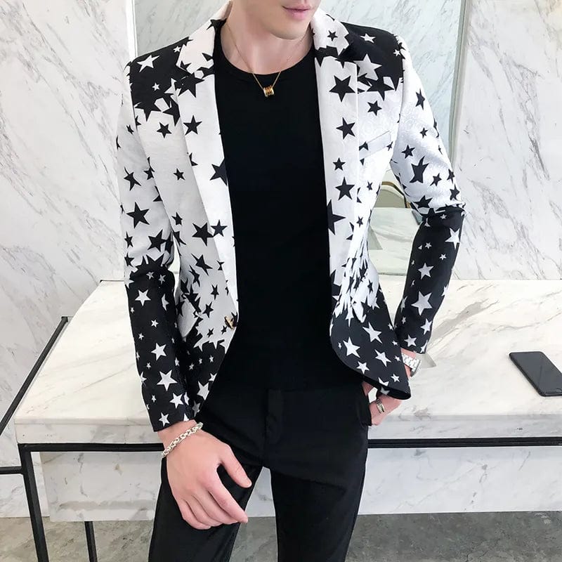 Star Print Slim Fit Blazers New Men's Club Dress Groom Tuxedo Men's Formal Wedding Prom Suit Jacket Brand Costume Homme - SHOWLU FASHION STORE