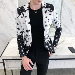 Star Print Slim Fit Blazers New Men's Club Dress Groom Tuxedo Men's Formal Wedding Prom Suit Jacket Brand Costume Homme - SHOWLU FASHION STORE