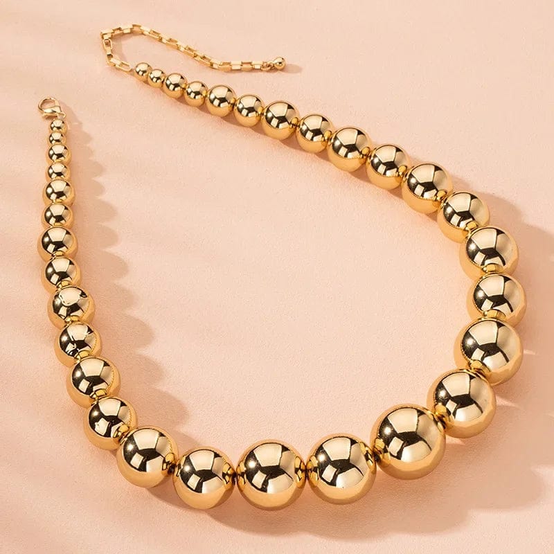 Steampunk Gold Color Ball Beads Chain Necklace for Women Men New Trendy Charm Gothic Choker Necklace Fashion Jewelry Gifts - SHOWLU FASHION STORE