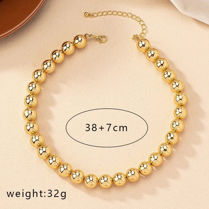 Steampunk Gold Color Ball Beads Chain Necklace for Women Men New Trendy Charm Gothic Choker Necklace Fashion Jewelry Gifts - SHOWLU FASHION STORE