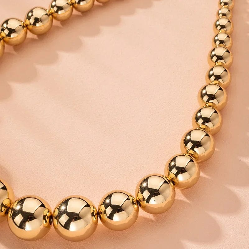 Steampunk Gold Color Ball Beads Chain Necklace for Women Men New Trendy Charm Gothic Choker Necklace Fashion Jewelry Gifts - SHOWLU FASHION STORE