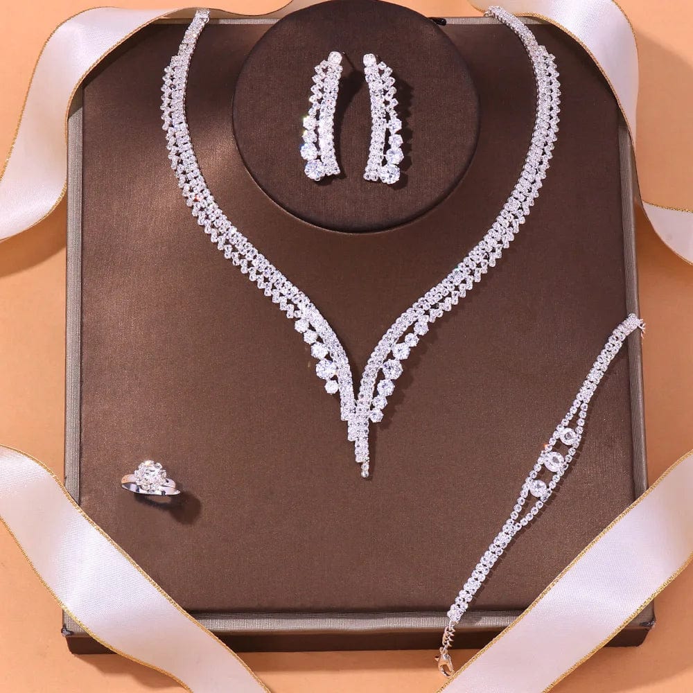 Stonefans Simple Round Crystal Necklace Sets Wedding for Women Bride Accessories Rhinestone Africa Jewelry Set Bridesmaid Gift - SHOWLU FASHION STORE