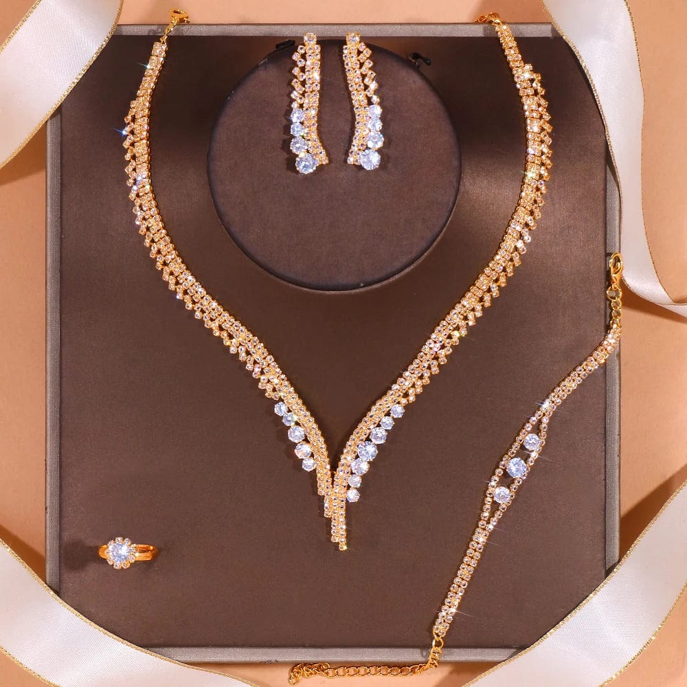 Stonefans Simple Round Crystal Necklace Sets Wedding for Women Bride Accessories Rhinestone Africa Jewelry Set Bridesmaid Gift - SHOWLU FASHION STORE